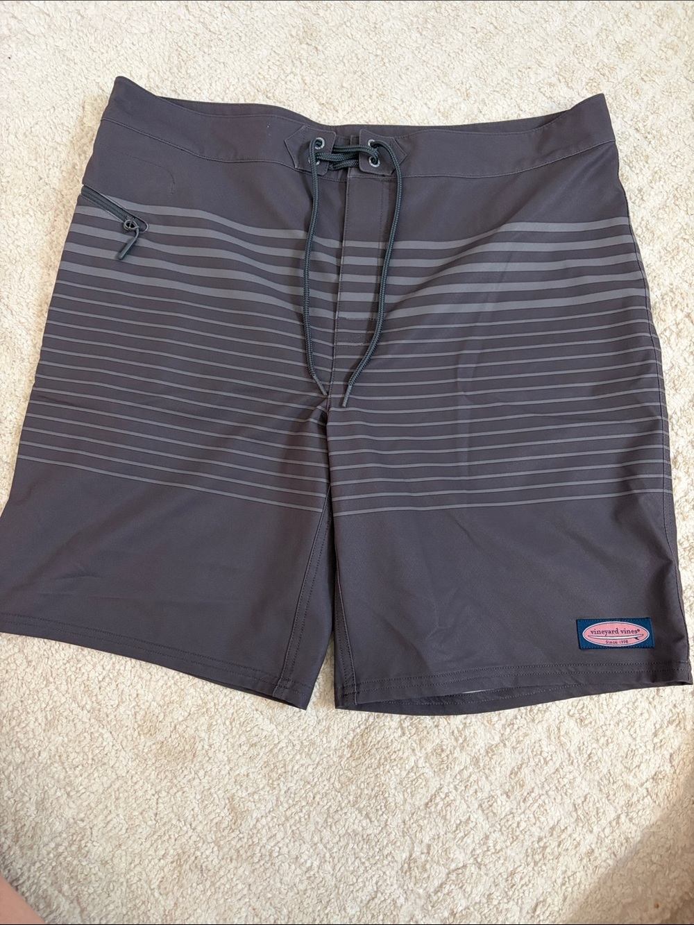 Vineyard Vines Men's Charcoal Gray Striped Board Shorts